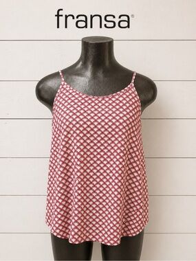 FRANSA Red & Ivory Geometric Print Camisole – Size M